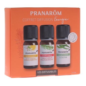 Coffret diffusion &eacute;nergie les diffusables Pranarom - coffret de 3 flacons de 10ml