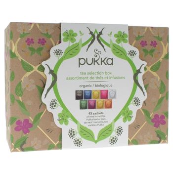 Coffret d&eacute;couverte de th&eacute;s et infusions Pukka - bo&icirc;te de 45 sachets bio