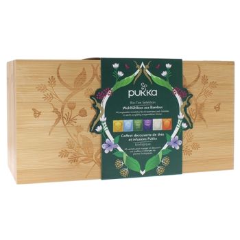 Coffret d&eacute;couverte th&eacute;s et infusions Pukka - bo&icirc;te en bambou de 42 sachets
