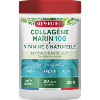 Collag&egrave;ne marin 10g + Vitamine C Superdiet - pot de 210g