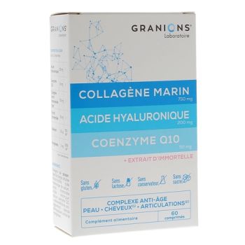 Collag&egrave;ne marin acide hyaluronique coenzyme Q10 Granions - bo&icirc;te de 60 comprim&eacute;s