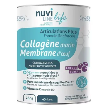Collag&egrave;ne marin membrane d'oeuf Articulations plus Nuviline - pot de 280g