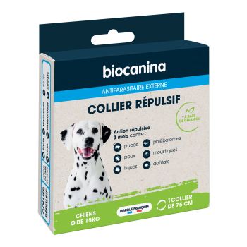 Collier r&eacute;pulsif chiens de plus de 15kg Biocanina - bo&icirc;te de 1 collier de 75cm