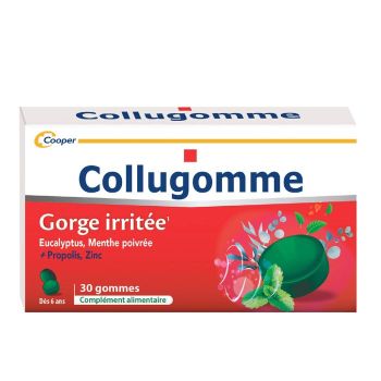 Collugomme gorge irrit&eacute;e Cooper - bo&icirc;te de 30 gommes