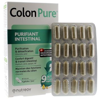 Colon Pure purifiant intestinal Nutreov - bo&icirc;te de 40 g&eacute;lules