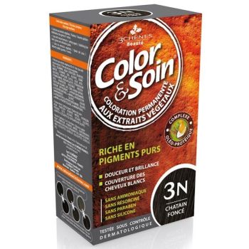 Color & soin coloration permanente Ch&acirc;tain fonc&eacute; 3N Les 3 ch&ecirc;nes - 1 kit