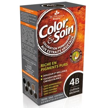 Color & soin coloration permanente Ch&acirc;tain brownie 4B Les 3 ch&ecirc;nes - 1 kit