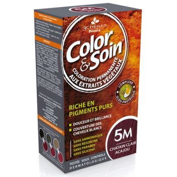 Color & soin coloration permanente Ch&acirc;tain clair acajou 5M Les 3 ch&ecirc;nes - 1 kit
