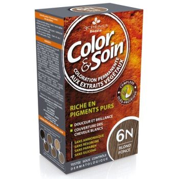 Color & soin coloration permanente Blond fonc&eacute; 6N Les 3 ch&ecirc;nes - 1 kit