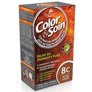 Color & soin coloration permanente Blond cuivr&eacute; 8C Les 3 ch&ecirc;nes - 1 kit