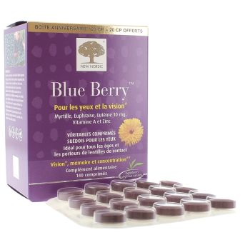 Blue Berry pour les yeux et la vision New Nordic - boite de 140 comprim&eacute;s (dont 20 offerts)