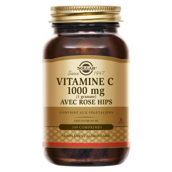 Vitamine C 1000mg avec Rose Hips Solgar - boite de 100 comprim&eacute;s
