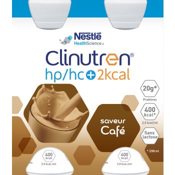Clinutren HP/HC +2Kcal saveur caf&eacute; - 4 bouteilles de 200 ml