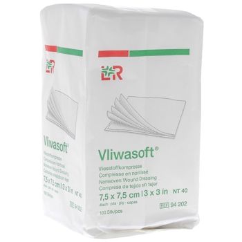 Compresse non tiss&eacute;e 7,5x7,5cm Vliwasoft Velpeau Lohmann & Rausher - boite de 100 compresses