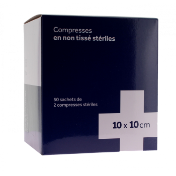 Compresses st&eacute;riles non tiss&eacute; 3M - 50 sachets de 2 compresses st&eacute;riles de 10x10 cm