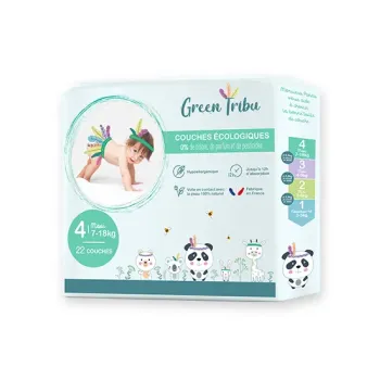 Couches &eacute;cologiques taille 4 (7-18 kg) Green Tribu - sachet de 22 couches