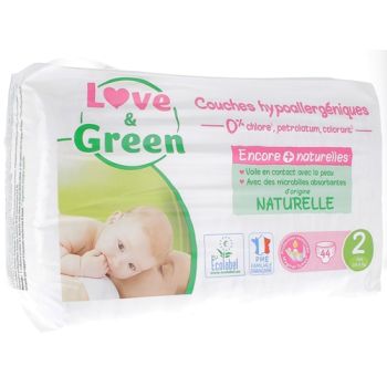 Couches hypoallerg&eacute;niques taille 2 Love & Green - paquet de 44 couches