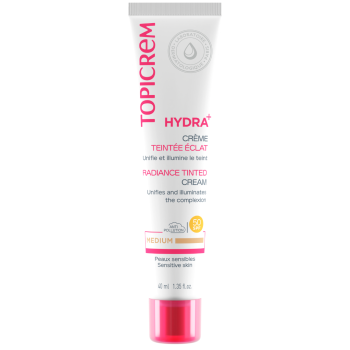 Hydra+ Cr&egrave;me teint&eacute;e &eacute;clat M&eacute;dium SPF 50 Topicrem - tube de 40 ml