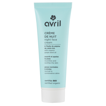 Cr&egrave;me de nuit peaux normales et mixtes bio Avril - tube 50 ml
