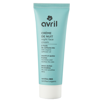 Cr&egrave;me de nuit peaux s&egrave;ches et sensibles bio Avril - tube de 50 ml
