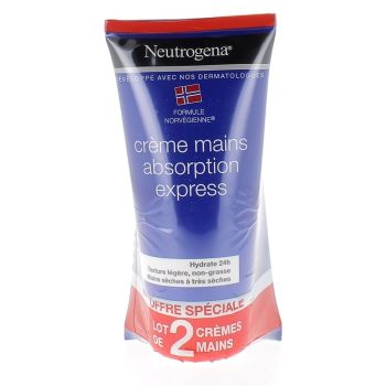 Cr&egrave;me mains absorption express Neutrogena - lot de 2 tubes de 75 ml