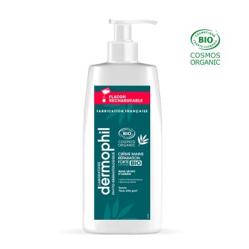 Cr&egrave;me mains r&eacute;paration forte bio Dermophil Indien - flacon-pompe de 200ml
