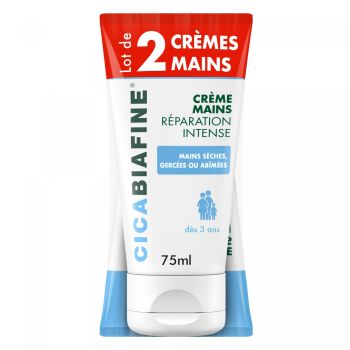 Cr&egrave;me mains r&eacute;paration intense Cicabiafine - lot de 2 cr&egrave;mes de 75 ml