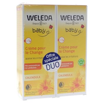Cr&egrave;me pour le change au Calendula b&eacute;b&eacute; Weleda - lot de 2 tubes de 75 ml