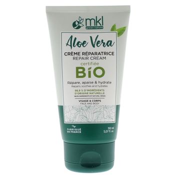 Cr&egrave;me r&eacute;paratrice bio 3 en 1 aloe vera MKL Green Nature - tube de 150 ml