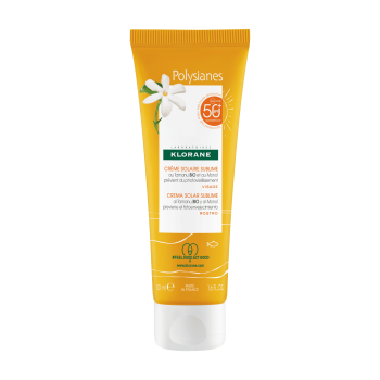 Cr&egrave;me solaire sublime au Tamanu bio et Mono&iuml; visage spf 50 Klorane - tube de 50 ml