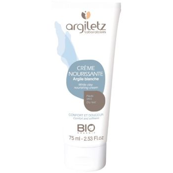 Cr&egrave;me nourrissante pieds secs argile blanche bio Argiletz - tube de 75 ml