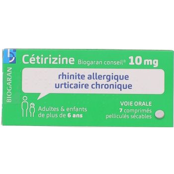C&eacute;tirizine Biogaran Conseil 10mg - 7 comprim&eacute;s pellicul&eacute;s s&eacute;cables