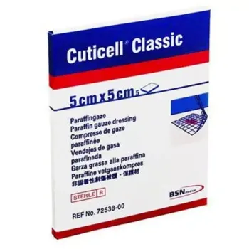 Cuticell classic compresse de gaze paraffin&eacute;e BSN M&eacute;dical - 5 compresses de 5 cm x 5 cm