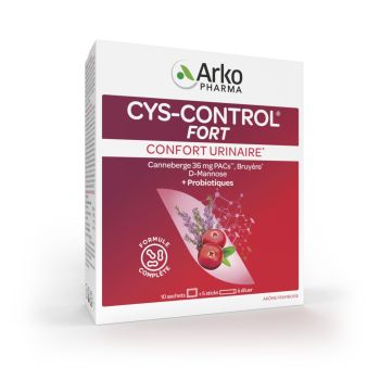 Cys-Control Fort Confort urinaire avec microbiotiques Arkopharma - bo&icirc;te de 10 sachets + 5 sticks &agrave; diluer