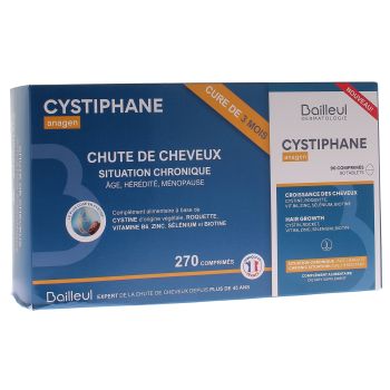 Cystiphane Anagen croissance des cheveux Bailleul-Biorga - lot de 3 bo&icirc;tes de 90 comprim&eacute;s