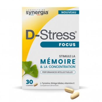 D-Stress Focus stimule la m&eacute;moire et la concentration - bo&icirc;te de 30 comprim&eacute;s