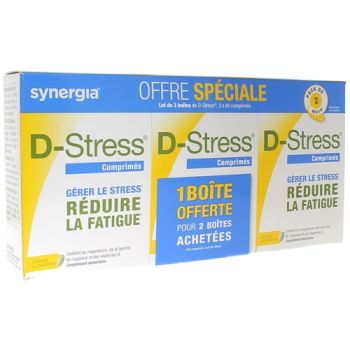 D-Stress Synergia - offre sp&eacute;ciale lot de 3 bo&icirc;tes de 80 comprim&eacute;s (1 bo&icirc;te offerte)