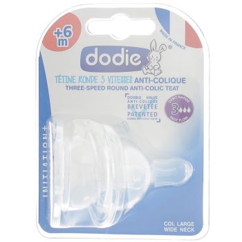 T&eacute;tines rondes 3 vitesses anti-colique +6 mois Dodie - 2 t&eacute;tines