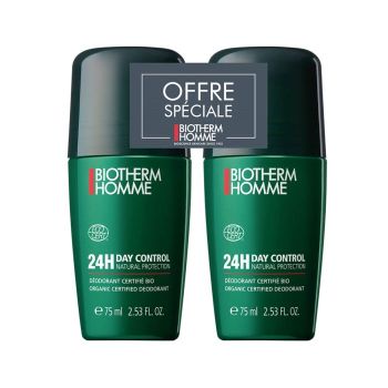 Day control 24H natural protection d&eacute;odorant Biotherm homme - lot de 2 roll-on de 75ml