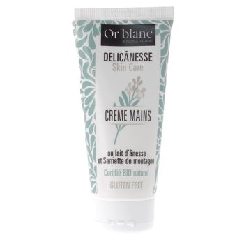 Delic&acirc;nesse Cr&egrave;me mains au lait d'&acirc;nesse bio Or Blanc - tube de 100ml