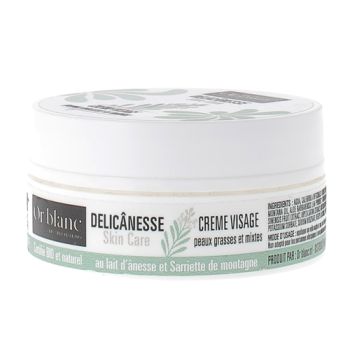 Delic&acirc;nesse Cr&egrave;me visage peaux grasses et mixtes au lait d'&acirc;nesse bio Or Blanc - pot de 50ml