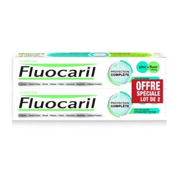 Dentifrice protection compl&egrave;te zinc+fluor Fluocaril - lot de 2 tubes de 75ml