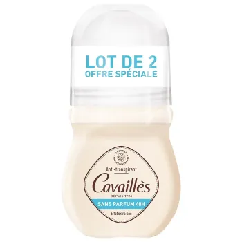 D&eacute;o-soin r&eacute;gulateur sans parfum 48h Rog&eacute; Cavaill&egrave;s - 2 roll-on de 50 ml