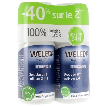 D&eacute;odorant Roll-on 24h homme Weleda - 2 flacons de 50 ml