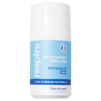 D&eacute;odorant Roll-on Fra&icirc;cheur 24h Fleur de coton Respire - roll-on de 50ml