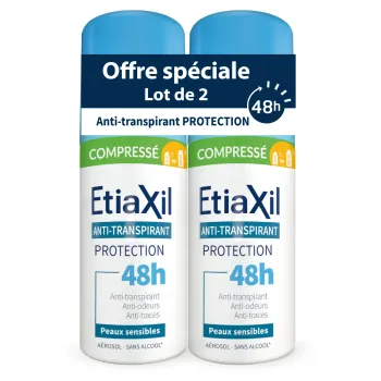 D&eacute;odorant anti-transpirant protection 48h compress&eacute; Etiaxil - lot de 2 sprays de 100ml