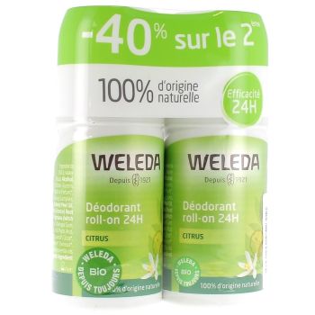 D&eacute;odorant au Citrus Roll-on 24h Weleda - lot de 2x50ml