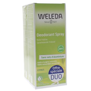 D&eacute;odorant aux huiles essentielles naturelles Weleda - lot de 2 d&eacute;odorants de 100 ml