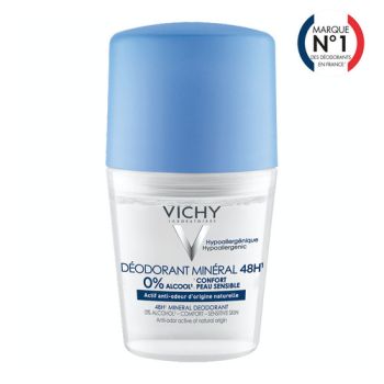 D&eacute;odorant bille sans sels d'aluminium min&eacute;ral 48h Vichy - roll-on 50ml