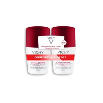 D&eacute;odorant d&eacute;transpirant Clinical Control 96h Vichy - lot de 2 rolls-on de 50ml